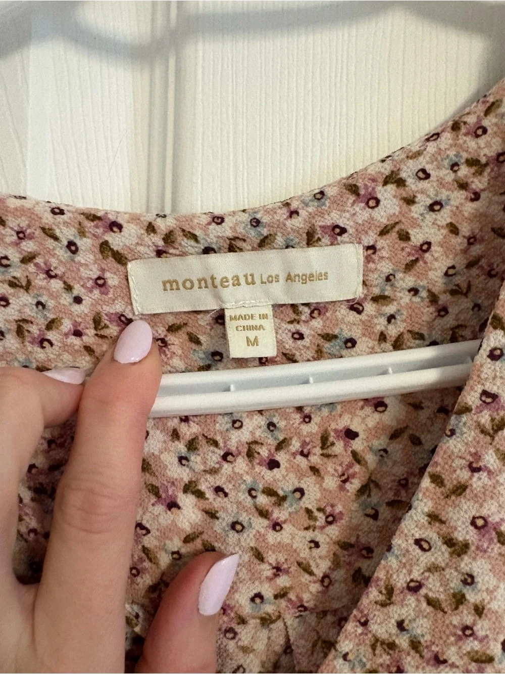 Thread & Supply Monteau Rose-Tan Floral Button Midi Dress - Picture 5 of 6
